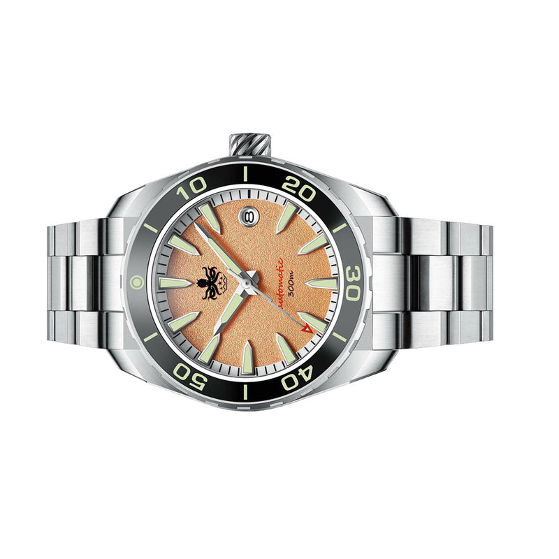 Phoibos Proteus 300M Automatic Diver with Salmon Dial #PY024G side