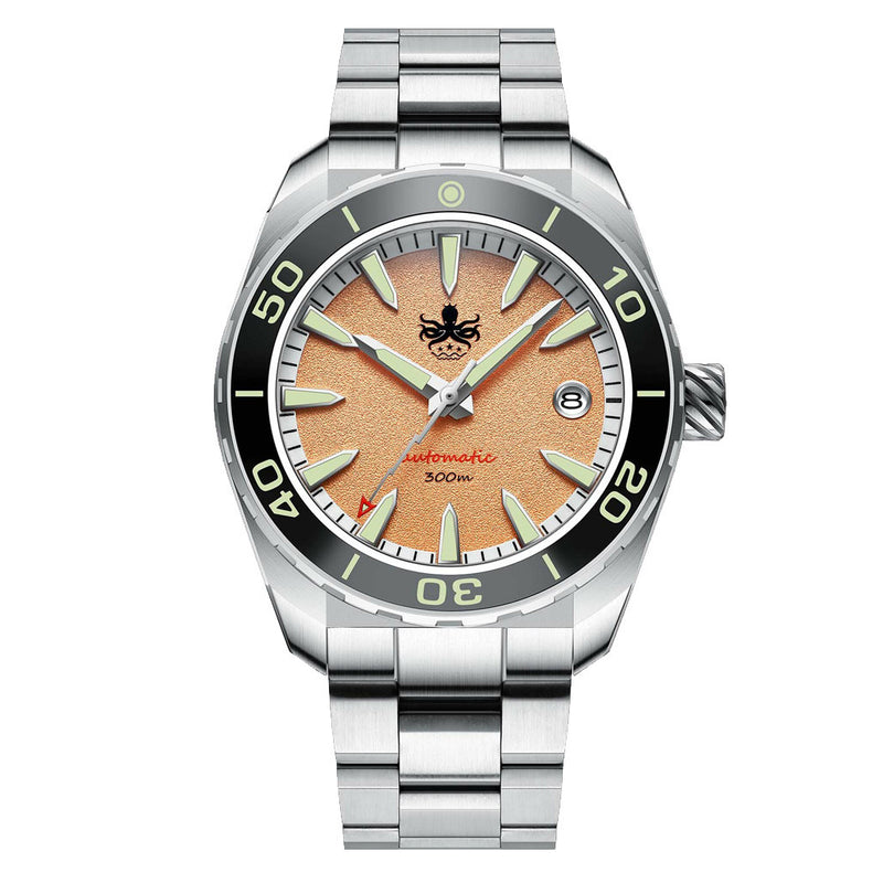 Phoibos Proteus 300M Automatic Diver with Salmon Dial #PY024G zoom