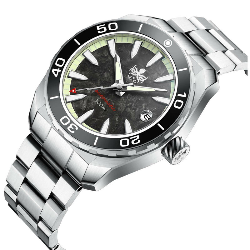 Phoibos Proteus 300M Automatic Diver with Black Carbon Forged Dial #PY024H angle
