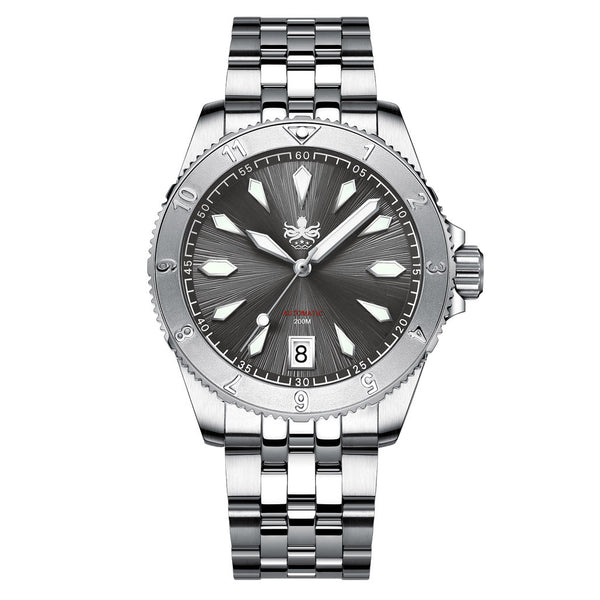 PHOIBOS Grey Voyager 2.0 Automatic Dive Watch with Double Dome AR Sapphire Crystal #PY026E