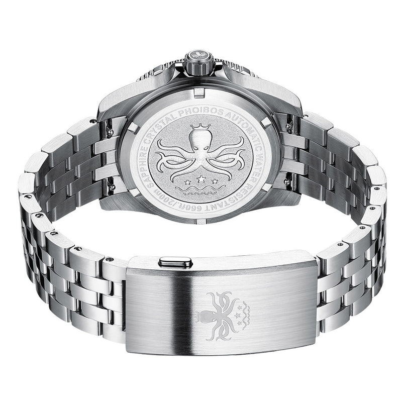 PHOIBOS Grey Voyager 2.0 Automatic Dive Watch with Double Dome AR Sapphire Crystal #PY026E