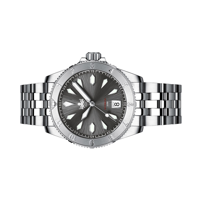 PHOIBOS Grey Voyager 2.0 Automatic Dive Watch with Double Dome AR Sapphire Crystal #PY026E