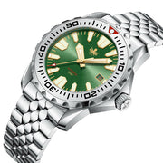 Phoibos Kraken 300 Meter Automatic Dive Watch with Sunray Green Dial #PY033A Tilt View
