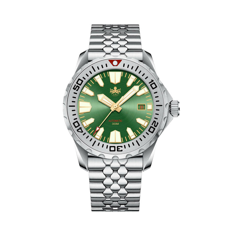 Phoibos Kraken 300 Meter Automatic Dive Watch with Sunray Green Dial #PY033A #PY033A