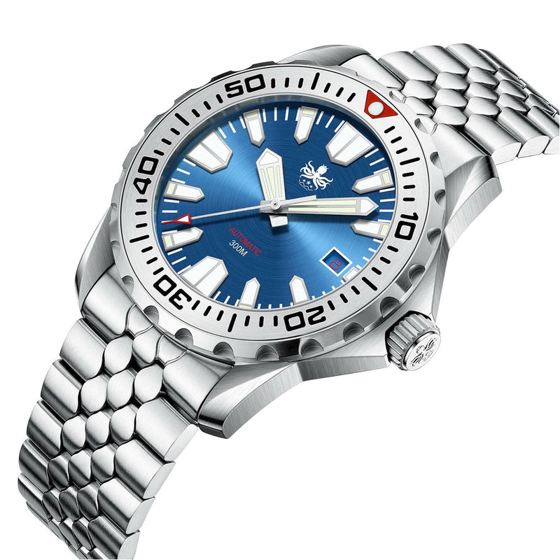 Phoibos Kraken 300 Meter Automatic Dive Watch with Sunray Blue Dial #PY033B Tiled View