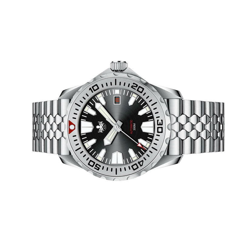 Phoibos Kraken 300 Meter Automatic Dive Watch with Black & Silver Dial #PY033C Side