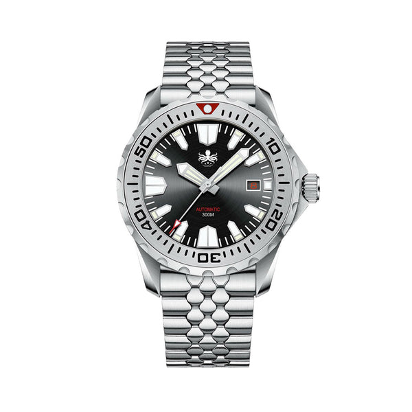 Phoibos Kraken 300 Meter Automatic Dive Watch with Black & Silver Dial #PY033C