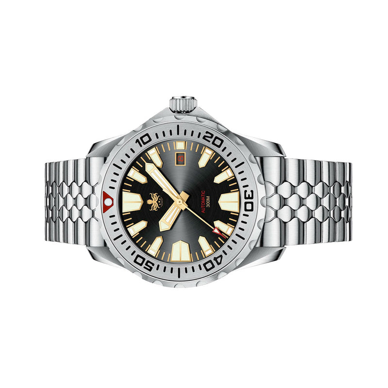 Phoibos Kraken 300 Meter Automatic Dive Watch with Sunray Black and Gold Dial #PY033D Side
