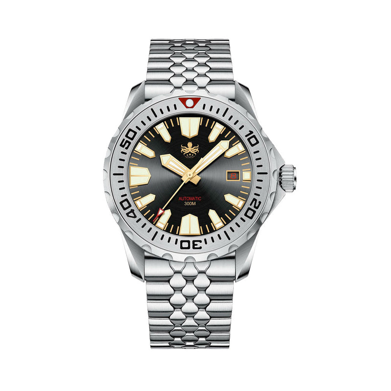 Phoibos Kraken 300 Meter Automatic Dive Watch with Sunray Black and Gold Dial #PY033D