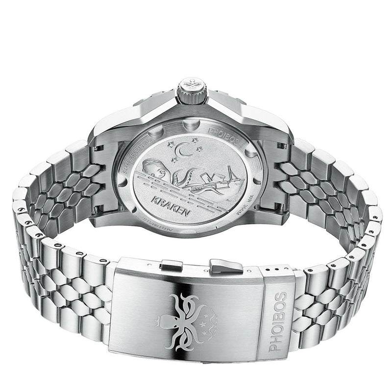 Phoibos Kraken 300 Meter Automatic Dive Watch with Sunray Champagne Dial #PY033E Back