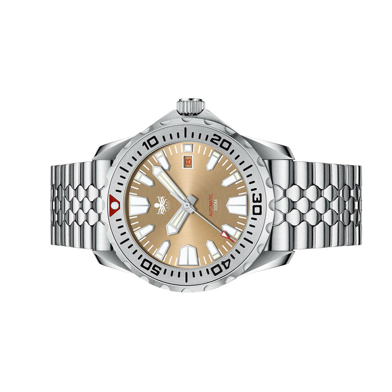 Phoibos Kraken 300 Meter Automatic Dive Watch with Sunray Champagne Dial #PY033E Side