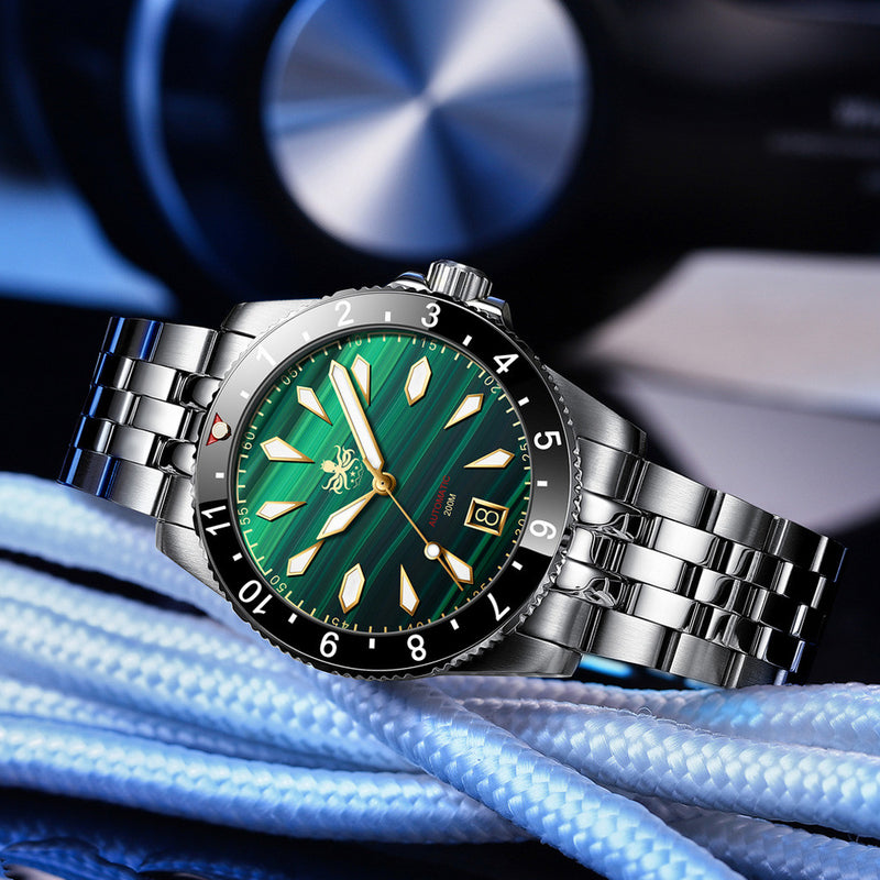 Phoibos Voyager Automatic Dive Watch with Malachite Green Dial #PY035A Lifestyle