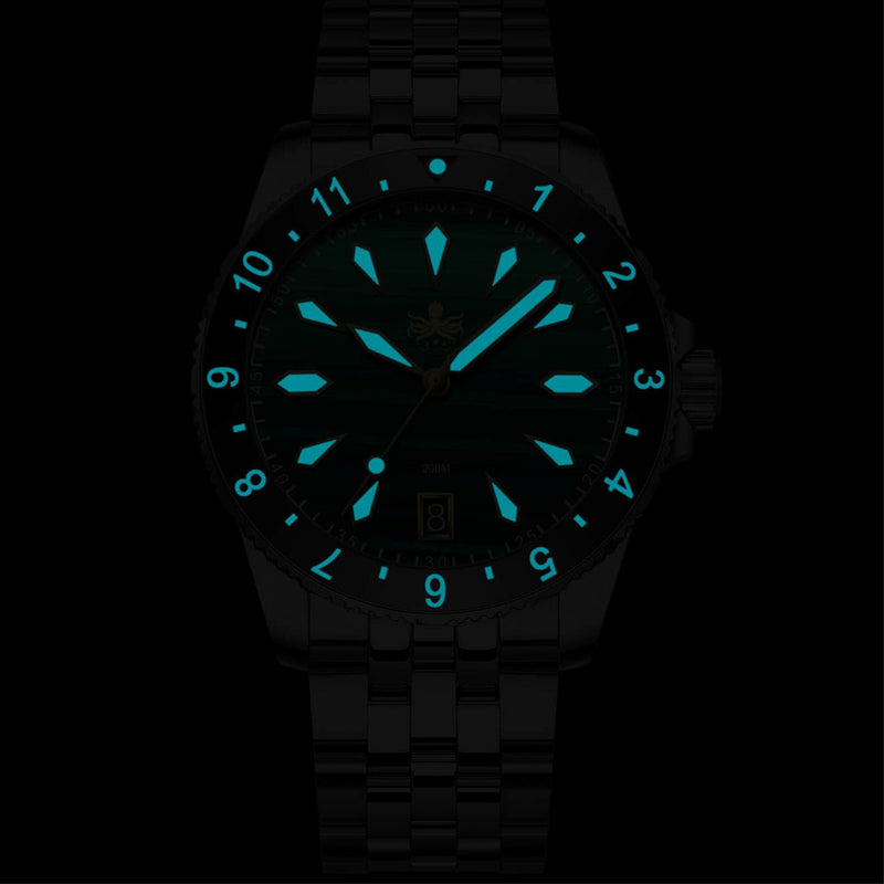 Phoibos Voyager Automatic Dive Watch with Malachite Green Dial #PY035A Lume