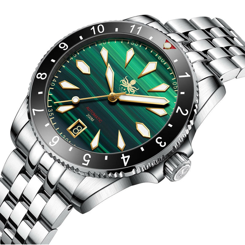 Phoibos Voyager Automatic Dive Watch with Malachite Green Dial #PY035A Side