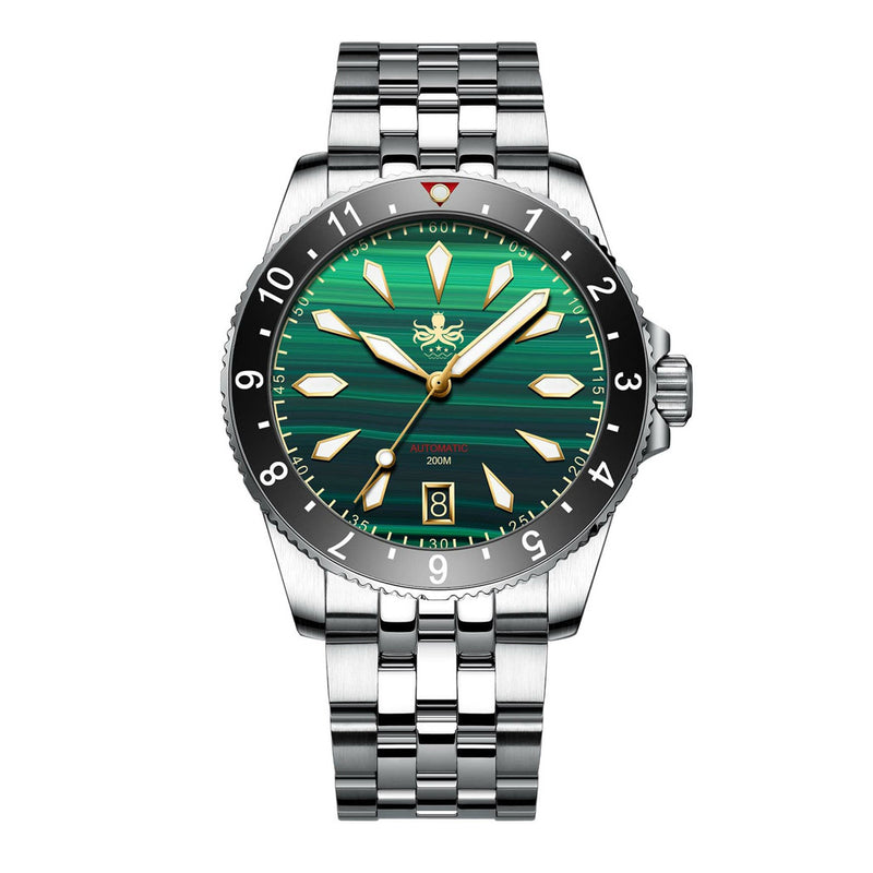 Phoibos Voyager Automatic Dive Watch with Malachite Green Dial #PY035A Zoom