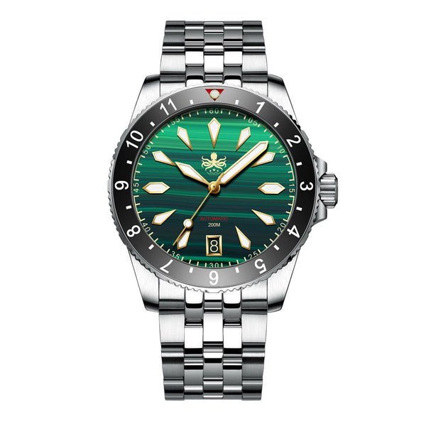 Phoibos Voyager Automatic Dive Watch with Malachite Green Dial #PY035A Zoom