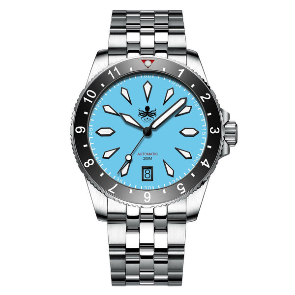Phoibos Voyager Automatic Dive Watch with Maya Blue Dial #PY035B Zoom