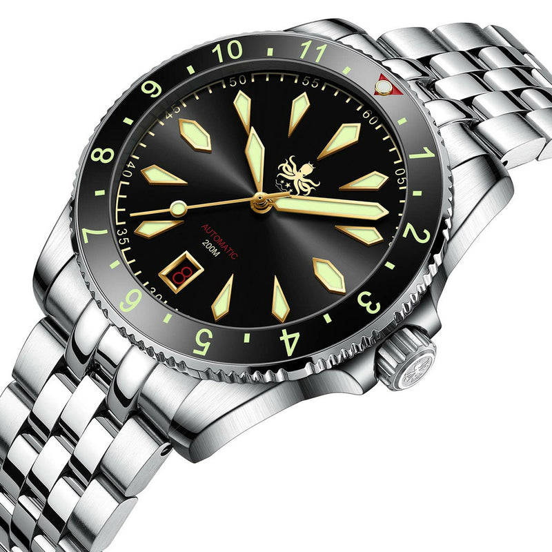 Phoibos Voyager Automatic Dive Watch with Black Gilt Dial #PY035C Side