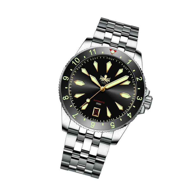 Phoibos Voyager Automatic Dive Watch with Black Gilt Dial #PY035C Tilt