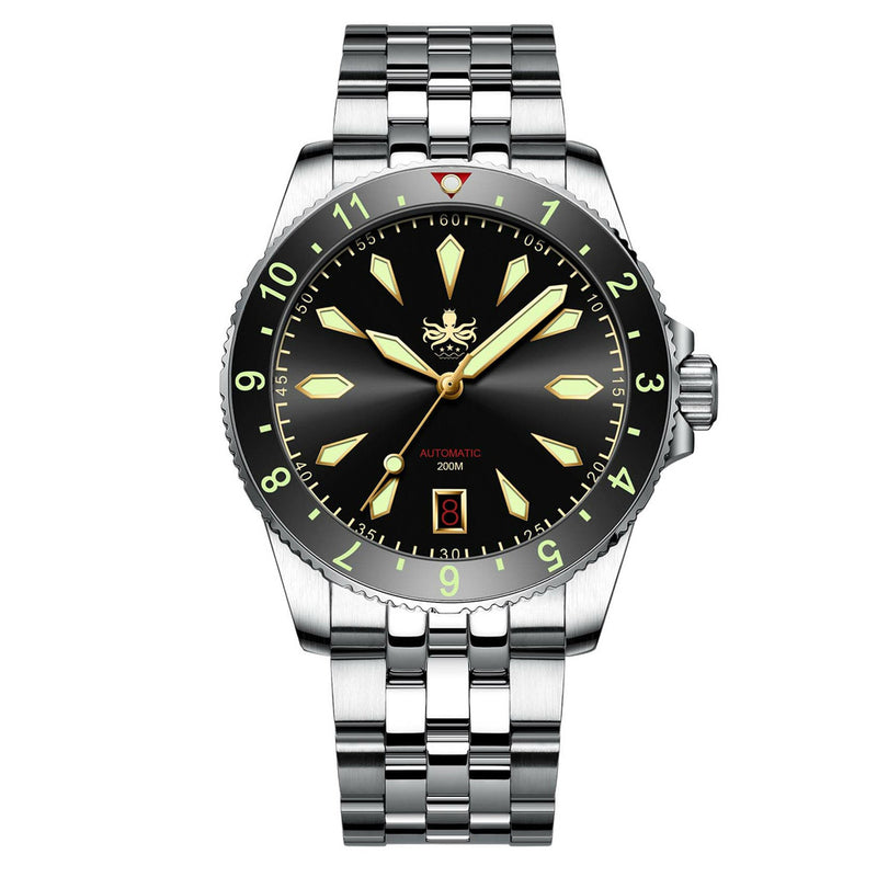 Phoibos Voyager Automatic Dive Watch with Black Gilt Dial #PY035C Zoom