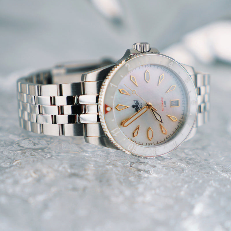 Phoibos Voyager Automatic Dive Watch with Mother of Pearl Dial #PY035E lifestyle
