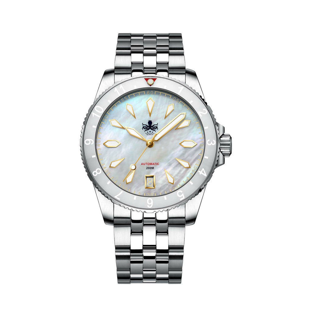 Phoibos Voyager Automatic Dive Watch with Mother of Pearl Dial