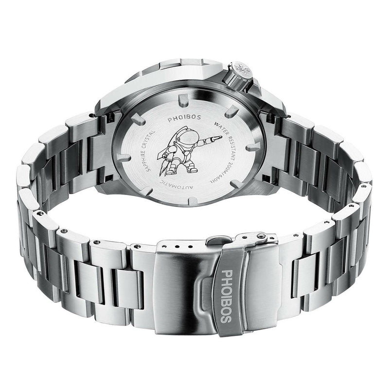 Phoibos Apollo Automatic Dive Watch with Blue Sandwich Dial #PY036B back