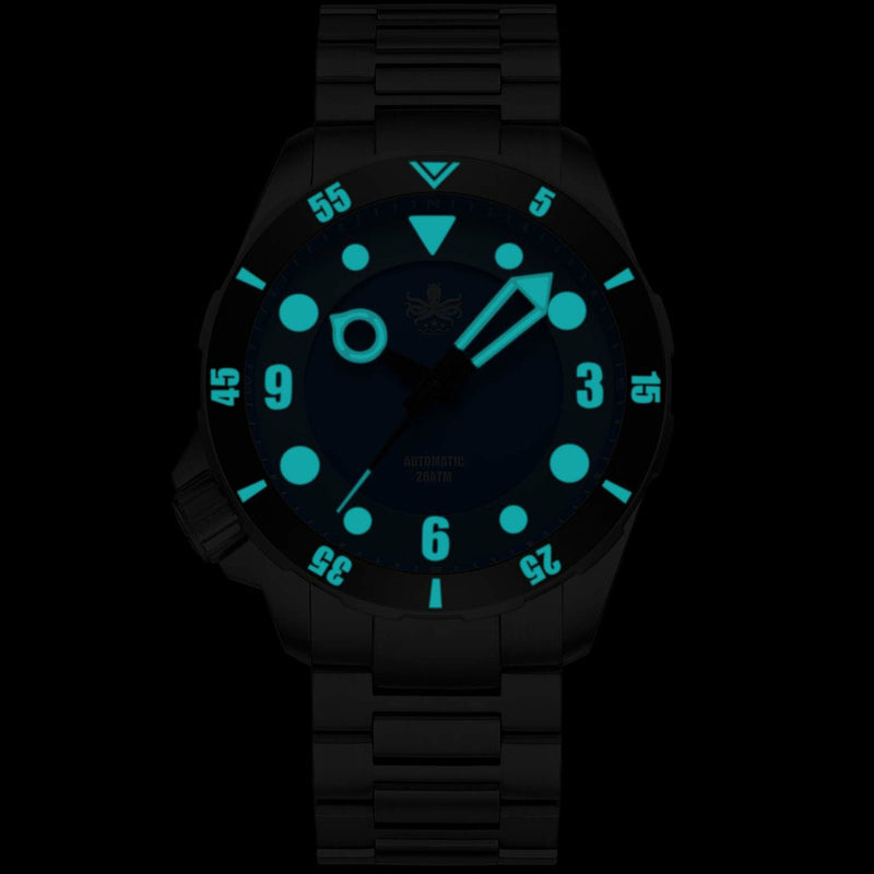 Phoibos Apollo Automatic Dive Watch with Blue Sandwich Dial #PY036B lime