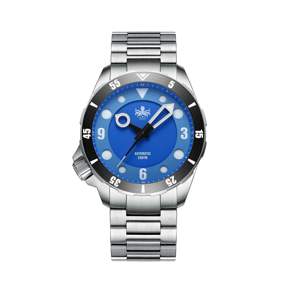 Phoibos Apollo Automatic Dive Watch with Blue Sandwich Dial