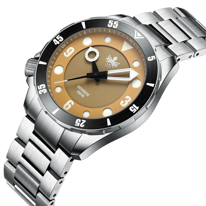Phoibos Apollo Automatic Dive Watch with Tortiall Brown Sandwich Dial #PY036D side