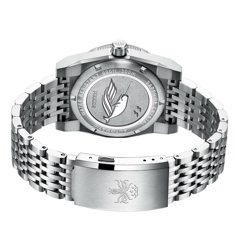 Phoibos Narwhal 300M Automatic Diver with Green Dial #PY037A back