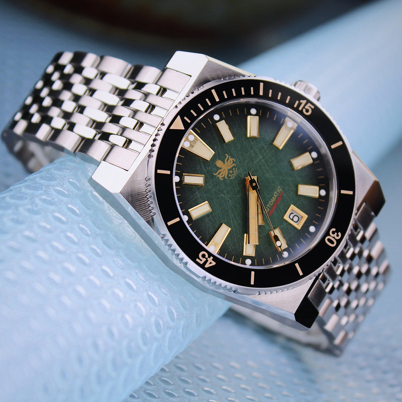 Phoibos Narwhal 300M Automatic Diver with Green Dial #PY037A Lifestyle