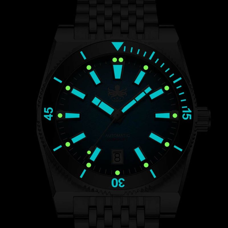 Phoibos Narwhal 300M Automatic Diver with Green Dial #PY037A lume