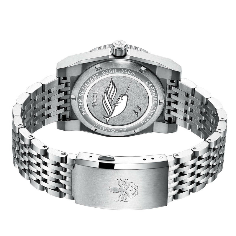 Phoibos Narwhal 300M Automatic Diver with Blue Dial #PY037B back