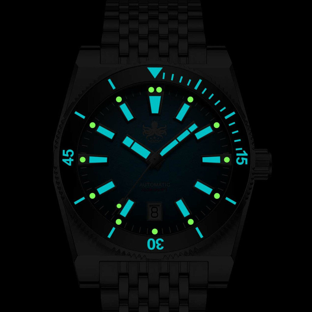 Phoibos Narwhal 300M Automatic Diver with Blue Dial #PY037B — Long