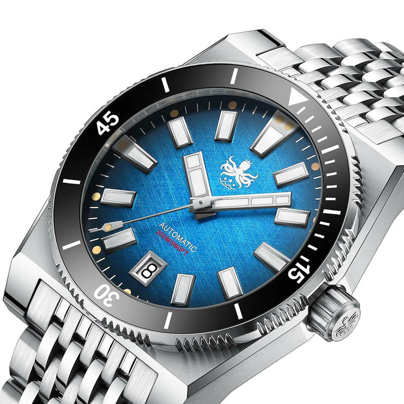 Phoibos Narwhal 300M Automatic Diver with Blue Dial #PY037B angle