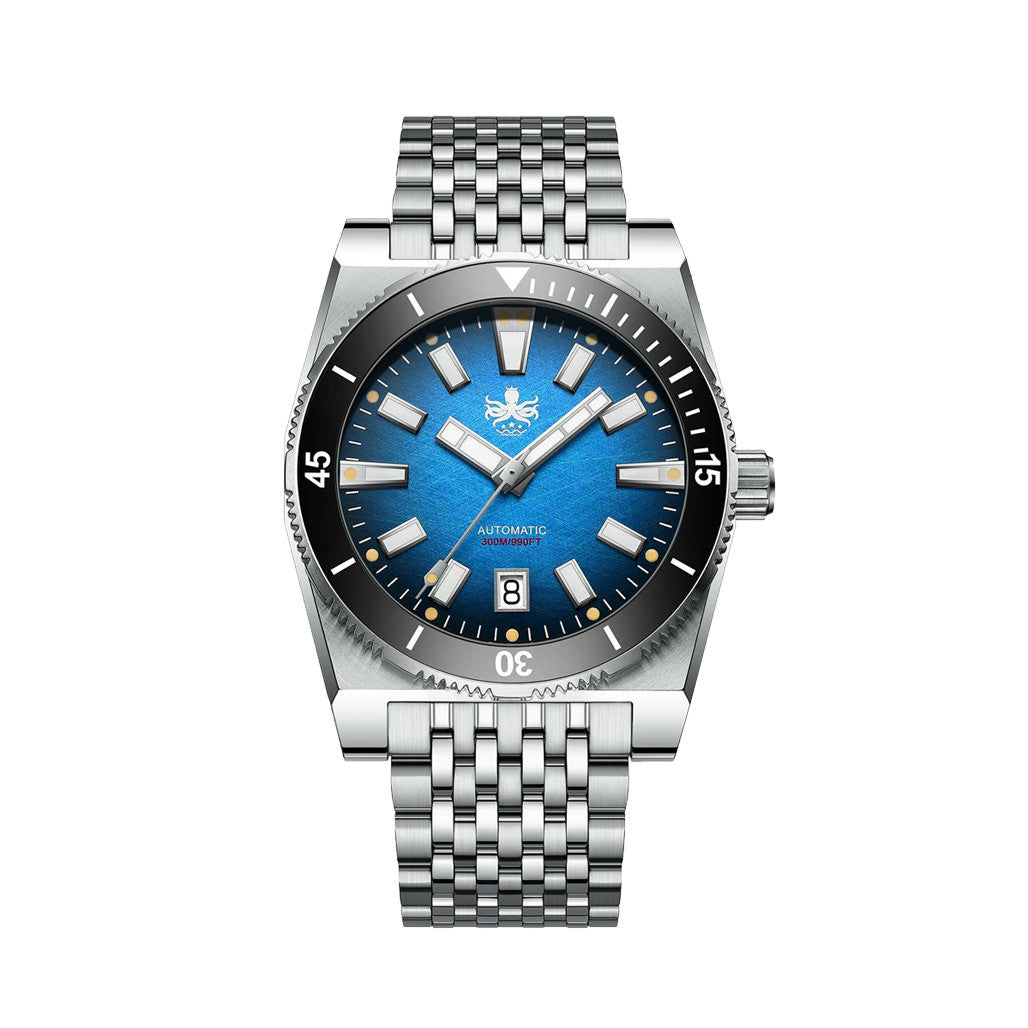 Phoibos Narwhal 300M Automatic Diver with Blue Dial #PY037B — Long