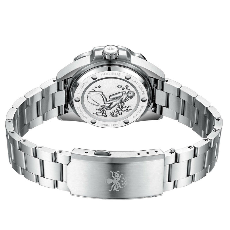 Phoibos Sea Nymph 200M Lady Diver with Mint Green Dial #PY038A back