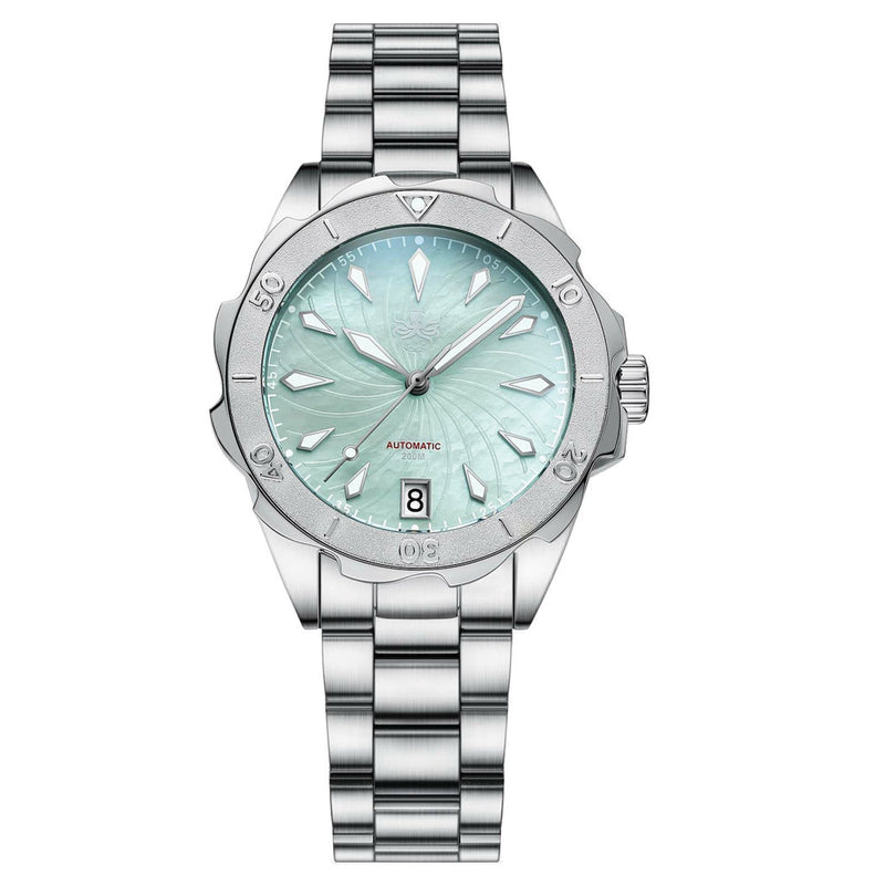 Phoibos Sea Nymph 200M Lady Diver with Mint Green Dial #PY038A zoom