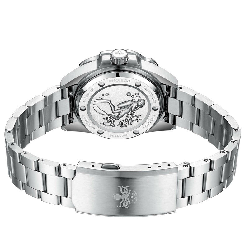 Phoibos Sea Nymph 200M Lady Diver with Tahitian Black Dial #PY038C back