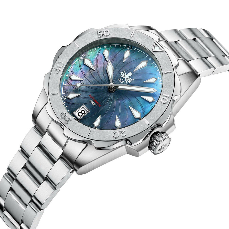 Phoibos Sea Nymph 200M Lady Diver with Tahitian Black Dial #PY038C tilt