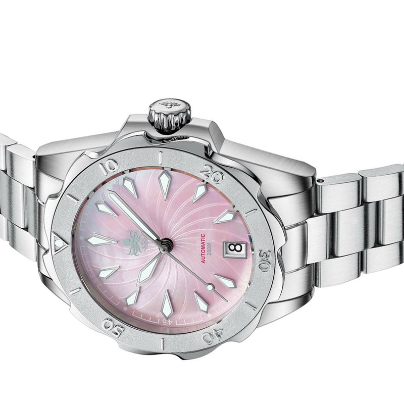 Phoibos Sea Nymph 200M Lady Diver with Sakura Pink Dial #PY038D side