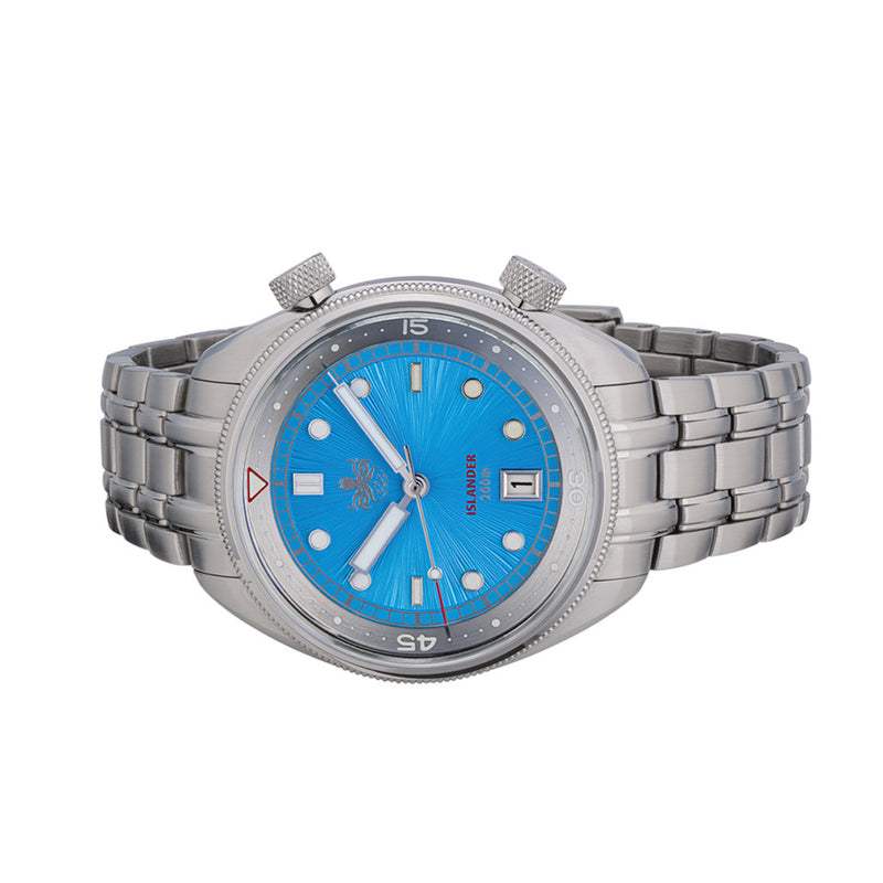 PHOIBOS x ISLANDER Limited Edition Eagle Ray Dive Watch with Sunburst Aqua Dial #PY039-LIW11