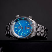 PHOIBOS x ISLANDER Limited Edition Eagle Ray Dive Watch with Sunburst Aqua Dial #PY039-LIW11