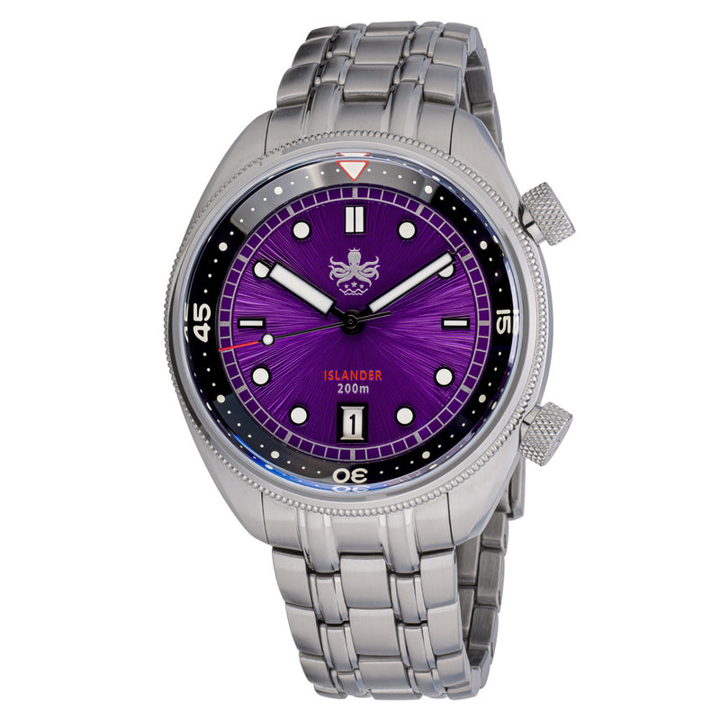 PHOIBOS x ISLANDER Limited Edition Eagle Ray Dive Watch with Sunburst Purple Dial #PY039-LIW22