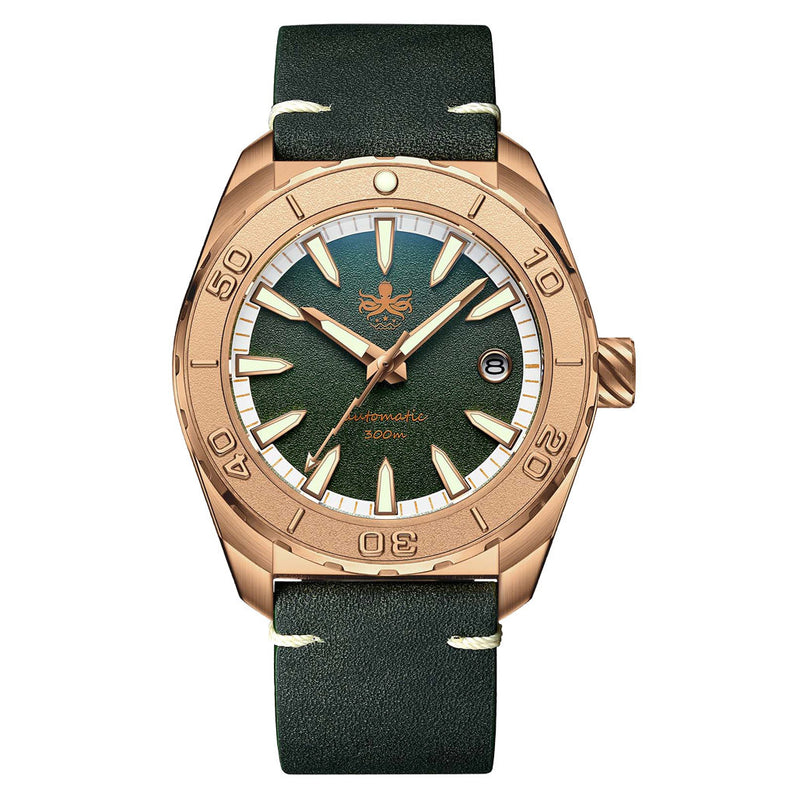 Phoibos Proteus Bronze 300M Dive Watch with Forest Green Dial #PY046A zoom