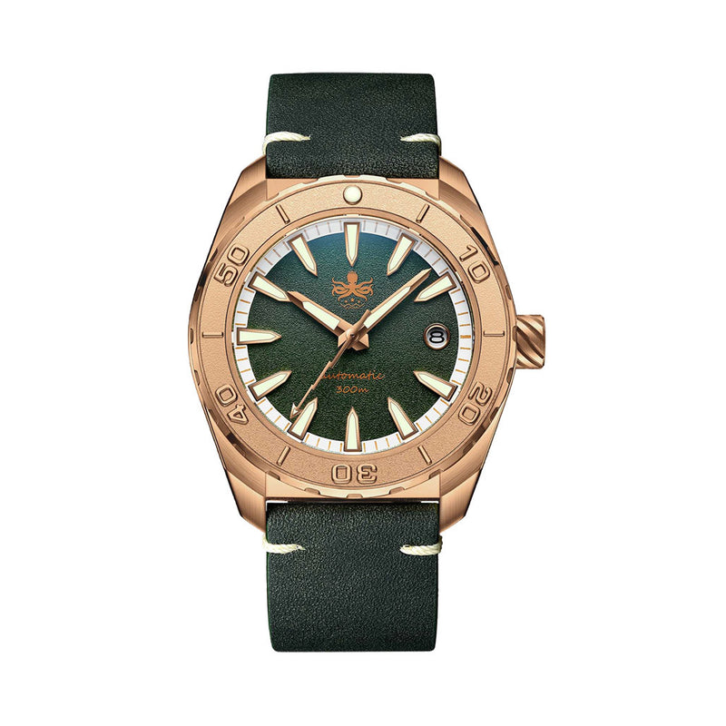 Phoibos Proteus Bronze 300M Dive Watch with Forest Green Dial #PY046A