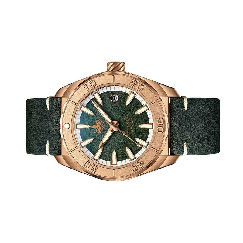 Phoibos Proteus Bronze 300M Dive Watch with Forest Green Dial #PY046A side