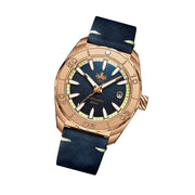 Phoibos Proteus Bronze 300M Dive Watch with Navy Blue Dial #PY046B tilt