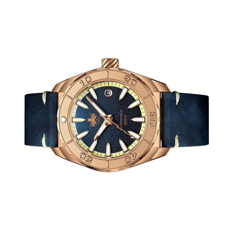 Phoibos Proteus Bronze 300M Dive Watch with Navy Blue Dial #PY046B side